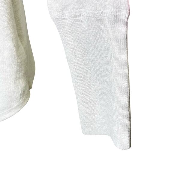 Tahari Ivory Gray Mock Turtleneck Tunic Sweater Pockets Zipper Detail Womens SM - Picture 5 of 9